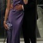 Purple simple elegant fashion slim fit long satin ball gown evening dress party dress nv2113 nv2363