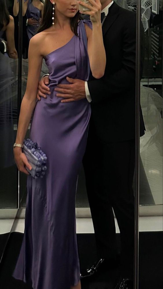 Purple simple elegant fashion slim fit long satin ball gown evening dress party dress nv2113 nv2363