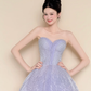 Strapless Lavender Mermaid Prom Dress, 3D Scale Sequin Princess Ball Gown  NV7427