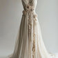 Ivory gorgeous exquisite applique beading long floor-length tulle ball gown evening gown wedding dress nv3350