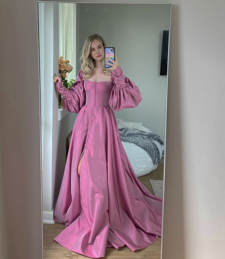 Pink/blue Dazzling Retro Elegant Long Sleeve Lantern Sleeve Maxi Dress Long Evening Dress Evening Dress Party Dress nv2720