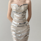 Strapless Sweetheart Mermaid Prom Dress Silver Beaded Sequins Gown  NV7117