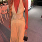Yellow shiny beaded elegant off-shoulder long chiffon prom dress evening gown nv5218