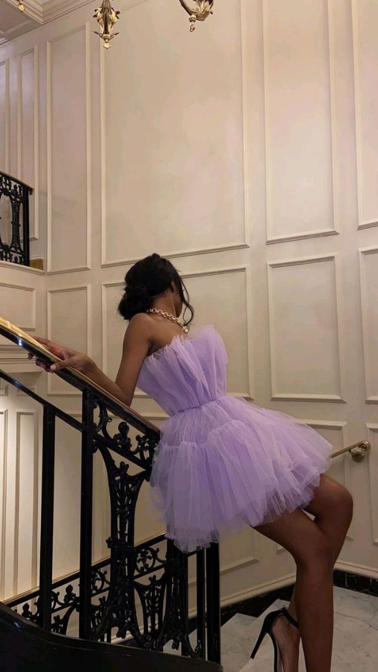 Purple Fashion Tulle Cute Short Tulle Elegant Fairy Homecoming Dress Prom Dress Evening Dress Party Dress nv3294