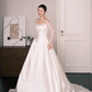 Off The Shoulder Satin Ballgown Wedding Dress Detachable Lace Sleeves Bridal Gown  NV7205
