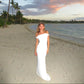 White simple elegant off-shoulder long dress prom dress holiday dress party dress nv1829