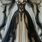 NiceVestidos-Black and White Lace Tulle Paneled Butterfly Sleeve Floor-Length Gothic Gown NV6172