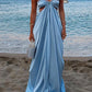 Fashion strap blue elegant off-shoulder long satin prom dress evening gown nv5215