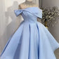 Light Blue/blueShort  satin evening gown prom dress homecoming dress nv2945