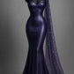 Purple sweetheart neckline shiny satin floor-length mermaid tight long prom dress evening dress nv5123
