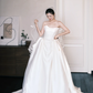 Strapless Cowl Satin Ballgown Wedding Dress with Pockets  NV7387