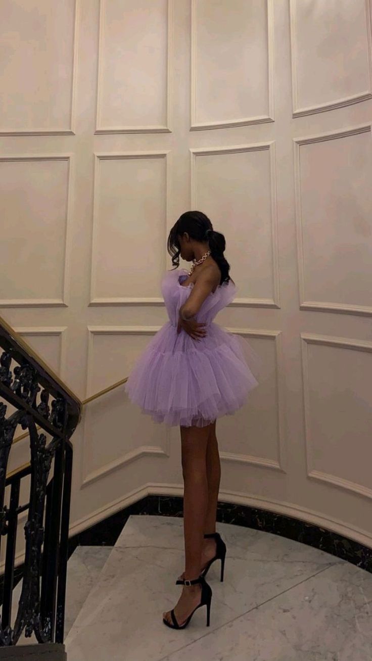 Purple Fashion Tulle Cute Short Tulle Elegant Fairy Homecoming Dress Prom Dress Evening Dress Party Dress nv3294