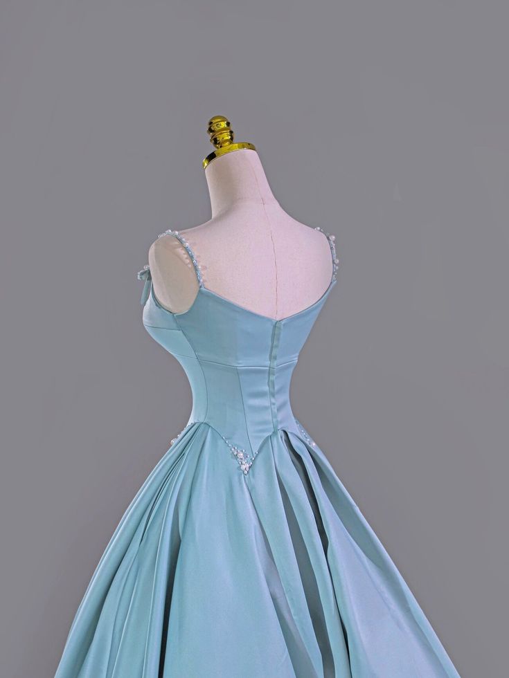 Blue long satin ball gown evening dress party dress nv4861