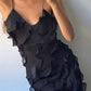 Black spaghetti strap ruffled mermaid long party dress wedding guest dress prom dress evening dress nv1952