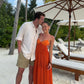 Orange Spaghetti Strap Long Chiffon Prom Dress Evening Dress Holiday Party Dress nv5184
