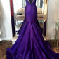 Purple Elegant Fashion V-neck Exquisite Sequins Long Satin Floor-length Train Ball Gown Evening Gown Party Dress nv3633
