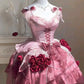 Pink Floral Short Satin Homecoming Dress Prom Dress Birthday Dress nv4823