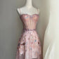 Pink Sexy Sweet Embroidered Sequin Slim Fit Tulle Sleeveless Long Ball Gown Evening Dress nv2948