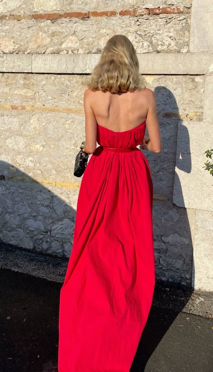 Red simple fashion long elegant evening dress wedding guest dress nv2966