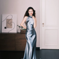 Halter Satin Mermaid Prom Dress, High Neck Evening Gown  NV7340