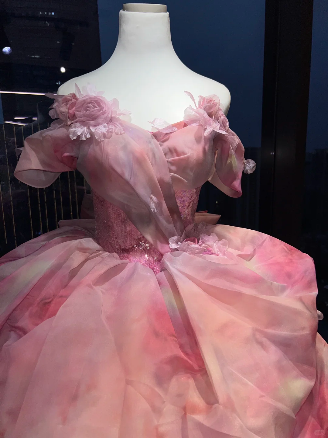 Pink Floral Print Off Shoulder Princess Evening Gown 3D Flowers Lace Boned Voluminous Ruffled Organza Skirt Long Prom Dress  NV7022