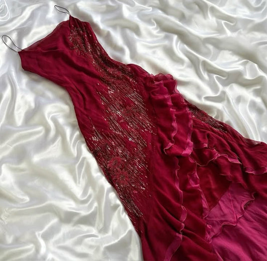 NiceVestidos-- velvet dress Fairy dress exquisite beaded red vintage dress, elegant dress, red outfit ideas #clothing #dress #red #vintage NV5677