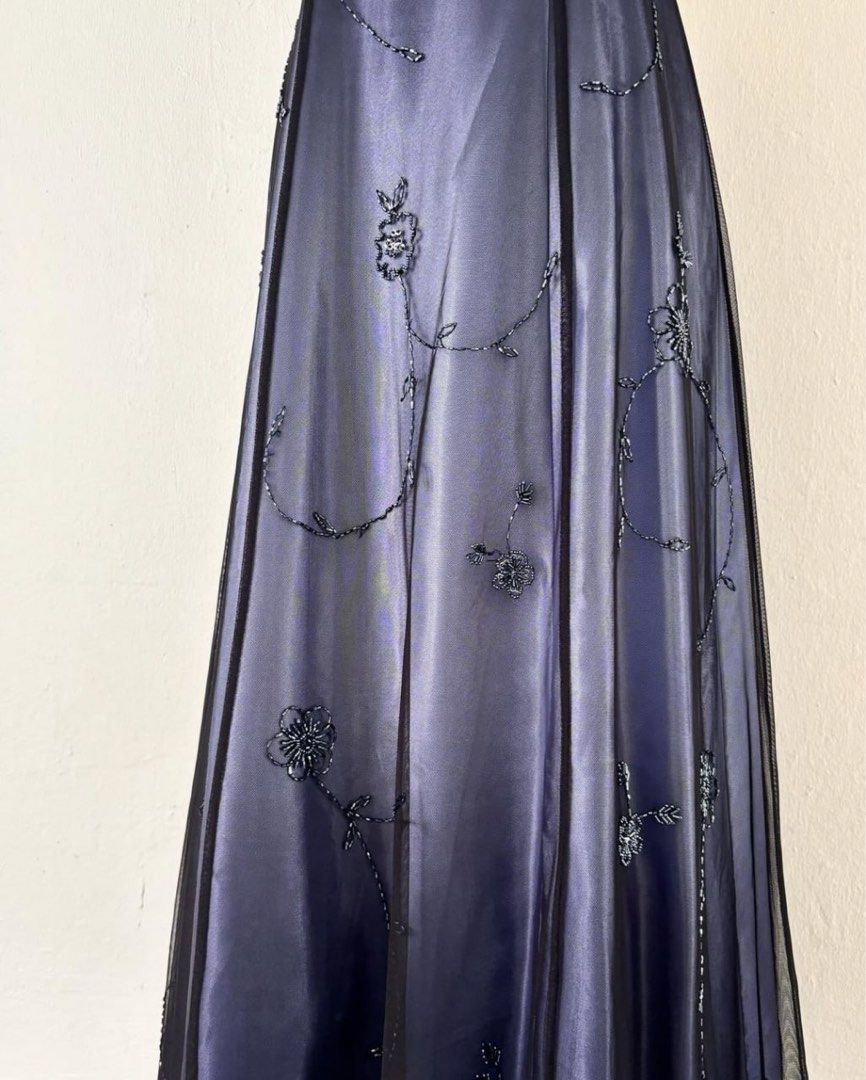 NiceVestidos--Dark Exquisite Floral Long Chiffon Prom Dress Homecoming Dress Fairy Dress Nv5585