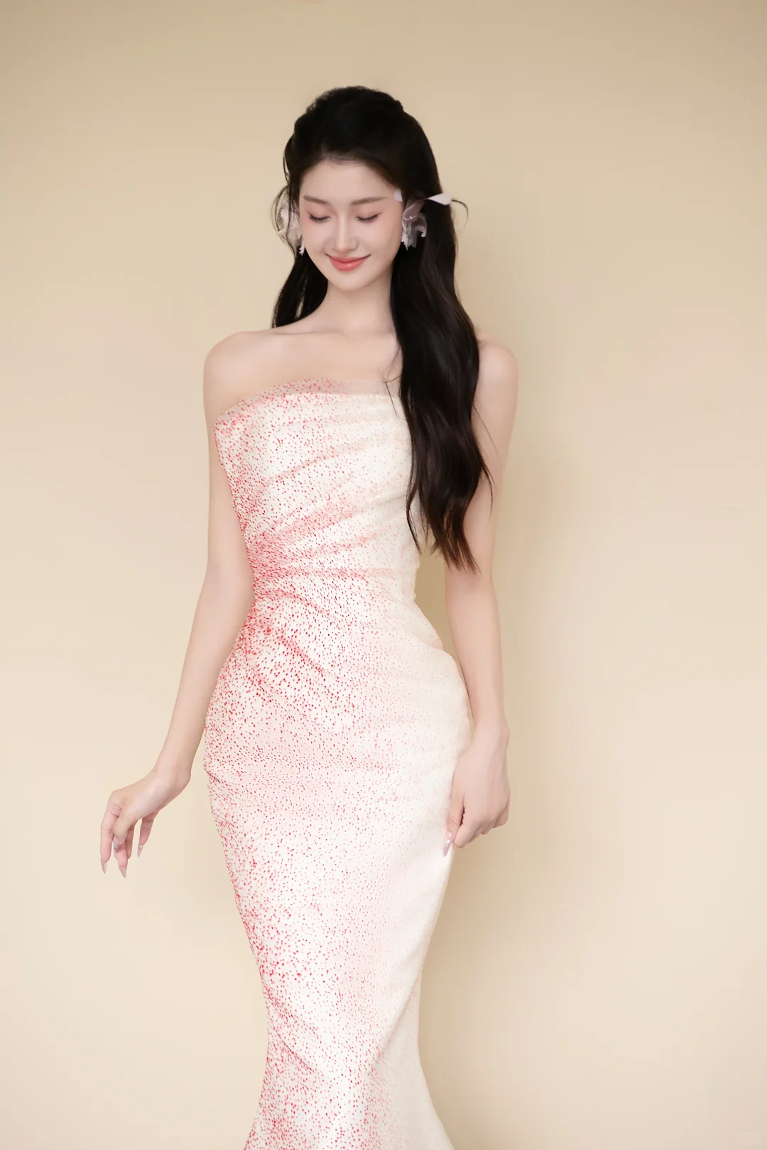Ombre Pink Strapless Spark Rhinestone Mermaid Prom Gown  NV7436
