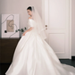 Satin Ball Gown Wedding Dress Off The Shoulder 3D Floral Bridal Gown with Train  NV7240