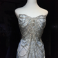 Light Slate Blue Beaded Mermaid Evening Gown Strapless Sweetheart Tulle Prom Dress  NV7071