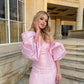 Pink Lantern Sleeve Off-the-shoulder Homecoming Dress Party Dress Birthday Dress nv2219