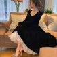 Vintage Black With White Tulle Ball Gown A-Line Party Dress Evening Dress nv2365