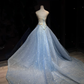Light Blue Detachable Overskirt Rhinestone Mermaid Evening Gown  NV7092