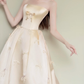 Champagne Strapless Bow Satin Ball Gown Prom Dress  NV7434