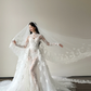 High Neck Long Sleeve Lace Mermaid Wedding Dress Detachable Overskirt Bridal Gown  NV7127