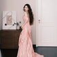 Blush Pink Off The Shoulder Satin Mermaid Evening Gown  NV7220