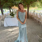 Blue simple elegant spaghetti strap maxi dress long evening dress bridesmaid dress wedding guest dress nv2687