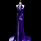 Purple Simple Elegant Satin Long Prom Dress Evening Gown Party Dress nv4256