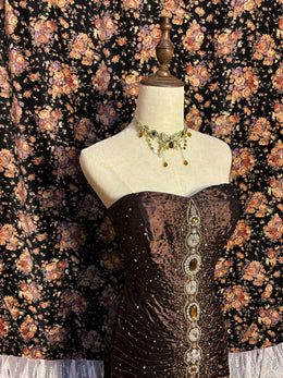 NiceVestidos--Exquisite beads Sleeveless Dark Brown Velvet Sequin Decorated Mermaid style Floor length Evening Dress NV5785