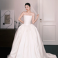 Strapless Satin Wedding Gown, Minimalist A Line Bridal Dress with Long Train  NV7348
