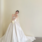 Strapless Satin A Line Wedding Dress Long Train Princess Bridal Gown  NV7130