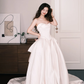 Light Blush Pink Strapless Satin Ball Gown Wedding Dress Bridal Gown  NV7223