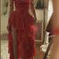 Red Vintage Elegant Short Chiffon Homecoming Dress Party Dress nv4851