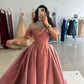 Pink Shiny Sequins Long Elegant Satin Prom Dress Evening Dress Graduation Dress nv2986