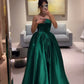 Green fashion elegant strapless off-shoulder satin long evening gown prom dress nv2548