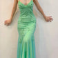 Green fashion elegant V-neck exquisite beading spaghetti straps long tulle elegant ball gown evening gown party dress nv3679