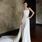 Ivory Strapless Chiffon Mermaid Wedding Gown with Draped Train  NV7197