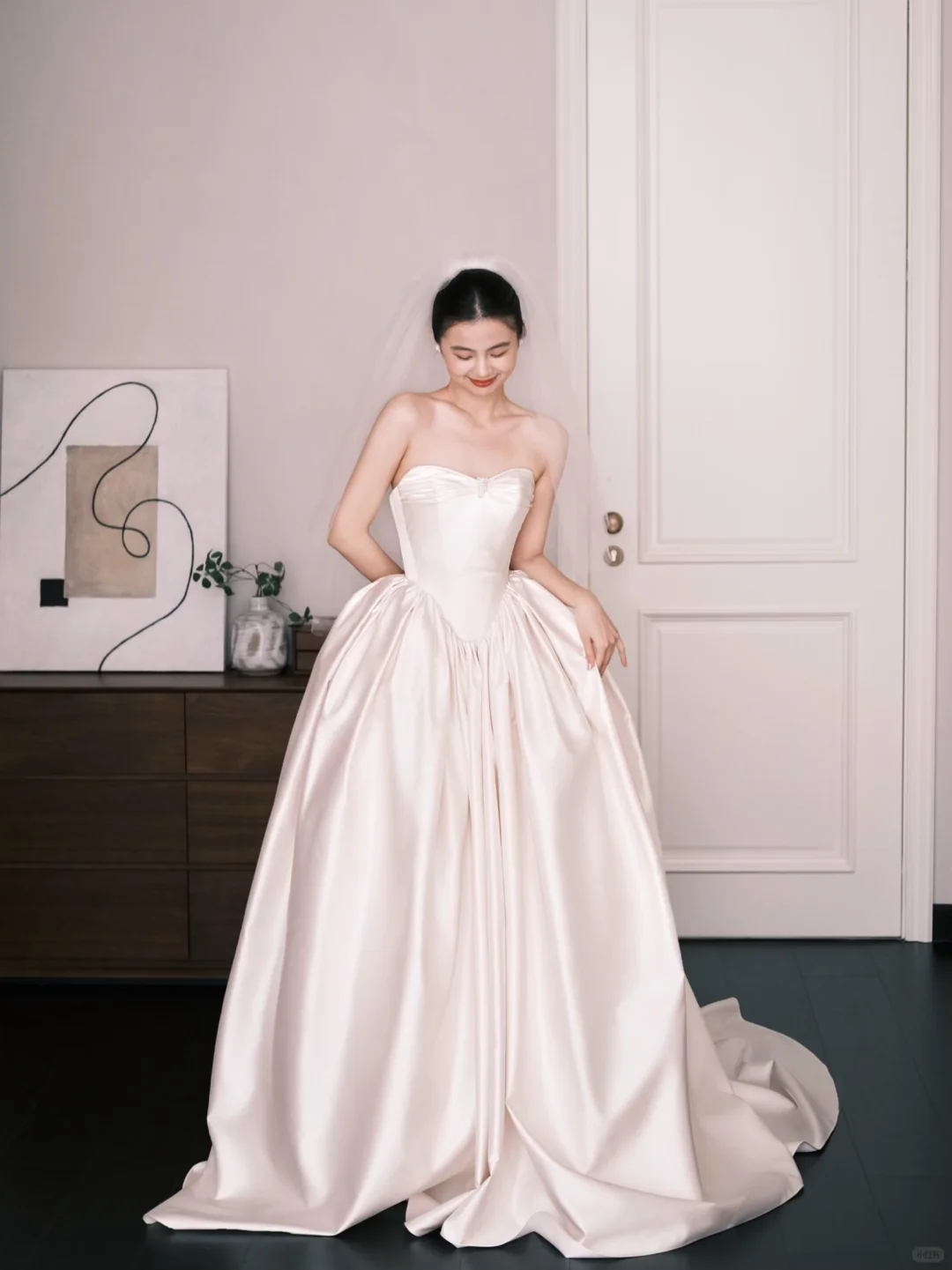 Ivory Off The Shoulder Satin Bridal Gown, Sweetheart Ballgown Wedding Dress  NV7278