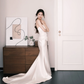 Strapless Satin Mermaid Bridal Gown, Ruched Bodice Minimalist Wedding Dress  NV7257