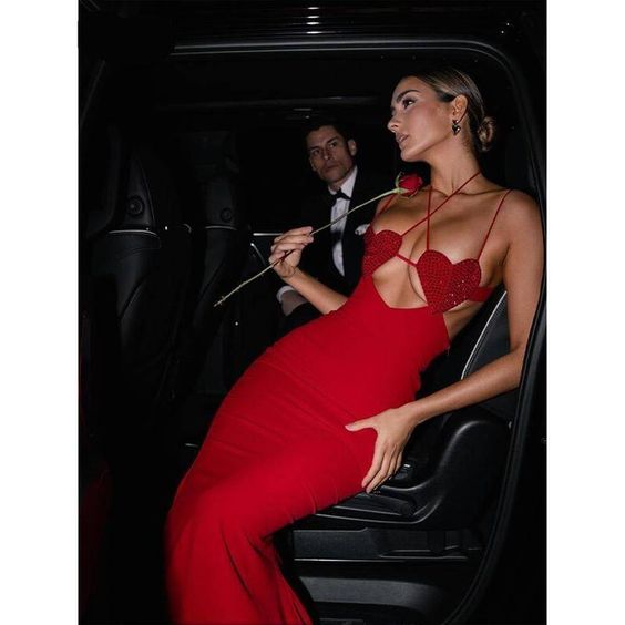 Hot Red Sexy Charming Heart Shaped Sequined Backless Evening Dress Prom Dress Party Dress nv2297